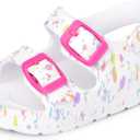 The Children's Place Baby Girls and Toddler Everyday Slide Sandals with Backstrap, White Paint Splatter, 9