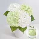 MARTINE MALL 4Pcs 21in Hydrangea Artificial Flowers, Latex Real Touch Hydrangeas Lifelike Large Hydrangea Flowers for Home Decor Party Arrangements Wedding Bouquets Centerpieces (2White&2Light Green)