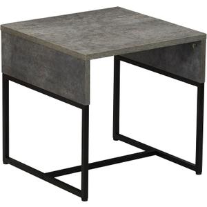 Household Essentials Slate Concrete Table with Black Iron Base, 18 inches x 18 inches x 18 inches