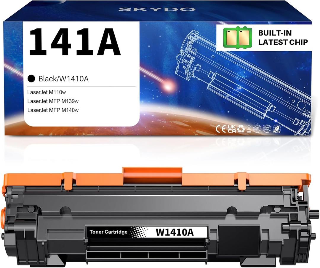 Skydo 141A Toner Cartridge (with chip) Black Compatible Replacement for HP 141A W1410A 141X W1410X Toner for LaserJet Pro M110w MFP M140w HP LaserJet Pro M139w Printer (1 Black )