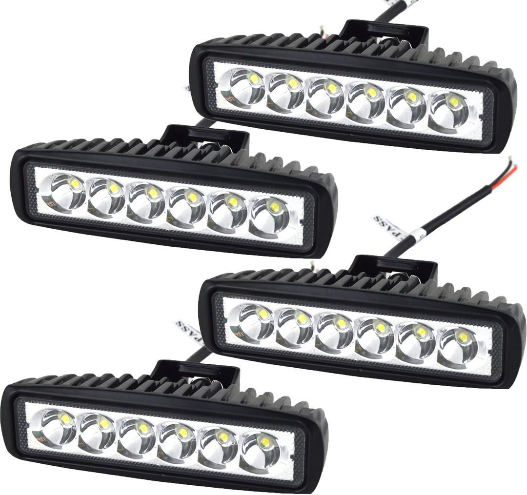 AUXTINGS 4 Pcs 6 inch 18W Spot Led Work Light Bar for Jeep Off Road 4WD 4x4 Cabin UTE SUV ATV Truck Car Boat