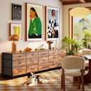 Huuger 86.6 Inch Dresser for Bedroom, TV Stand for 65, 75, 85 Inch TV, 15 Fabric Drawer Long Dresser, Large Entertainment Center for Bedroom, Wide Chest of Drawer with Storage, Rustic Brown, 11.8"D x 86.6"W x 26.8"H