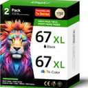 67XL Printer Ink for HP 67 Ink Cartridges Black/Color Combo Pack Replacement for HP Ink 67 XL DeskJet 2700e 2755 2755e 2855e 4155e 4100 4255e Envy 6055e 6000 6055 6400 6455e 6455 Pro 6458 6475 1255