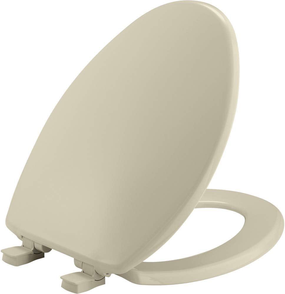 Bemis 7300SLEC Slow Close Toilet Seat, Easy Clean Hinges and Durable Plastic Seat, Made in USA, Elongated, Bone