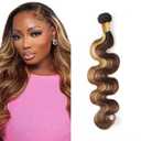 Ombre Highlight Human Hair Bundles P427 Body Wave Bundle 30 inch Honey Brown Human Hair Bundles 3 Tone 100g