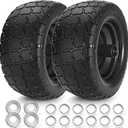 11x6.00-5 Lawn Mower Tires Flat Free, Zero Turn Mower Front Tires, 11x6-5 Solid Mower Wheel for Residential and Commercial, 3/4" and 5/8" Bearing, 6"- 8" Center Hub, Load 400lbs, 2Pk Black