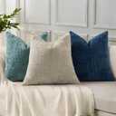 decorUhome Summer Teal Chenille Throw Pillow Covers 20x20 Set of 2 Textured Soft Cozy Slubby Couch Pillow Covers Modern Farmhouse Boho Decorative Pillow Cases for Bed Sofa Living Room