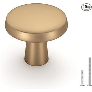 goldenwarm 10 Pack Champagne Bronze Cabinet Knobs Round Kitchen Cabinet Knobs for Cabinets and Drawers Knobs for Dresser Drawers Cabinet Pulls