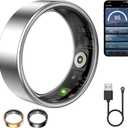 Smart Ring for Women & Men, Fitness Tracker with Heart Rate, Blood Oxygen, Sleep Monitoring, Long-Lasting Battery, No Subscription, IP68 Waterproof (Silver, 6#)