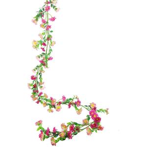 CISDUEO Artificial Daisy Flowers Vine Silk Flower Garland Spring Fake Flower Vine Hanging Ivy with Pink Daisy Flowers Green Leaves for Wall Party Wedding Arch Floral Decor Home Indoor Outdoor Ceremony