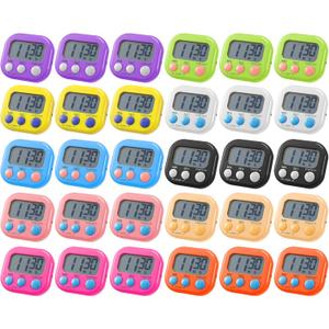 Weewooday 30 Pcs Magnetic Digital Timers for Classroom Multi Function Electronic Kitchen Timer Large Digits Countdown Stopwatch Loud Alarm for School Learning Cooking Study Work Game (10 Colors)
