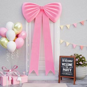 imprsv Pink Bow Coquette Birthday Decorations: 45Inch Coquette Room Decor Wall Door Large Bow Themed Party Decorations for Grils Wedding Engagement Bridal Bachelorette Babyshower Christmas Decoration