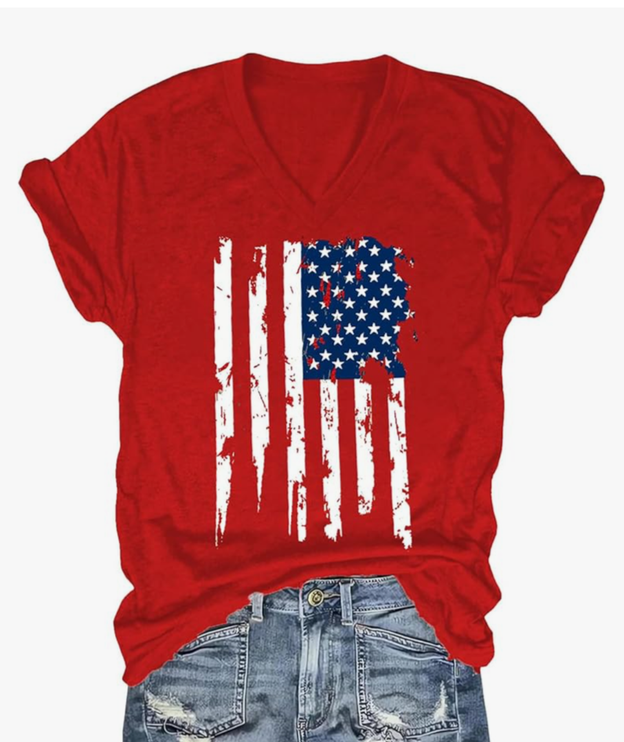 Women's T-Shirts V-Neck Boho Flowers Wildflowers Tee Cute Summer Graphic Shirts Short Sleeve T Shirt, Size XXL