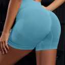 OVESPORT 3 Piece Workout Shorts for Women Seamless Scrunch Butt Lifting High Waisted Yoga Gym Booty Running Short Pants (Blue, XL)