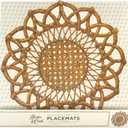 Rattan Brown Round Paper Placemats - Disposable Placemats for Dining Table for Spring Summer Season - 12 Sheets Per Pad American Made