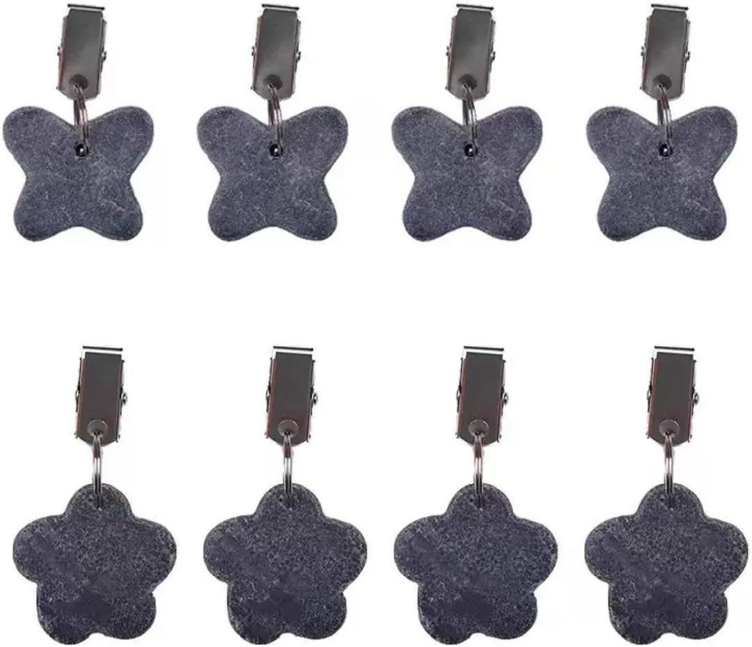 8 Pack Tablecloth Weights, Floral and Butterfly Shaped Heavy Hanging Stone Pendant Table Cloth Weight for Outdoor Picnic Dining Tables Kitchen Linens and Indoor Curtains with Metal Clips