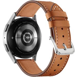 Genuine Leather Watch Band for Women Men Quick Release Spring Bars Bands 20mm 22mm Top Cowhide Calfskin Wristband Replacement Watchband Strap (Brown-Silver Pin Buckle)