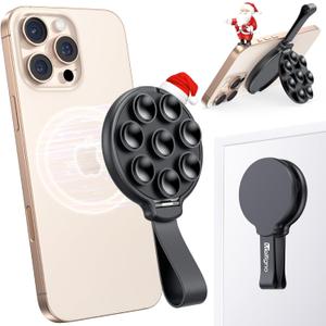 5 x Magnetic Suction Phone Mount for MagSafe Case, Silicone Suction Cup Stand Grip Holder, Designed for iPhone 16 Pro Max/15/14/13/12 Series, Hands-Free Selfie/Video for Content Creator/Influencer, Black
