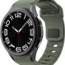 No Gap Bands Compatible with Samsung Galaxy Watch 7 6 5 4 FE Band 40mm 44mm/Galaxy Watch 6 Classic 47mm 43mm/Watch 5 Pro 45mm/4 Classic 46mm 42mm, 20mm Two Tone Silicone Sport Strap Women Men (1 Pack-Rugged-Army Green)