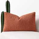 MIULEE Pack of 1 Fall Burnt Orange Boucle Throw Pillow Cover 12x20 Inch Decorative Couch Pillow Cover Textured Accent Solid Pillow Case Soft for Cushion Chair Sofa Bedroom Livingroom Home Decor