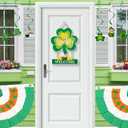 St. Patrick's Day Decoration Welcome Hanging Shamrock Door Wreath for Front Door Sign Wall Signs Shamrock Clover Spring Decor Irish Sign for Home Decor Party Outdoor Indoor Wooden 12 inch