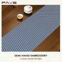 FAVE Blue Gold Table Runners Reversible Stain Table Runner for Rectangle Table Dimensional Embossed Dining Table Decor(Dual-Tone Sapphire Blue & Apricot,72x11)