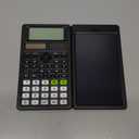 Scientific Calculators for School with Notepad, ROATEE Middle and High School Supplies for Student, 82 MS Foldable 2-Line Display Science Calculator with Writing Tablet, Solar and Battery Power Black