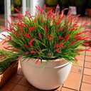 Artificial Faux Plants Flowers for Outdoor Decorations, Fake Monkey Grass for Outside Porch Patio, No Fade Realistic Greenery Plant, UV Resistant Artificial Bush Shrubs for Courtyard Window Garden