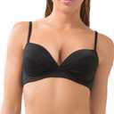 Smart & Sexy Women's Swim Convertible Push-up Bikini Top Swimwear Secret Line (36B, Black Hue)