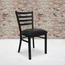 Flash Furniture Hercules Series Commercial Ladder Back Restaurant Chairs, Modern Lightweight Metal Dining Chairs with Padded Seats, Set of 2, Black
