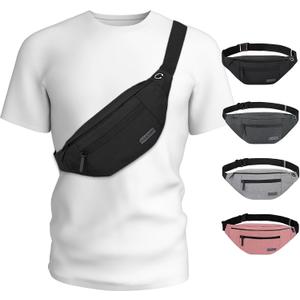 MAXTOP Large Crossbody Fanny Pack with 4-Zipper Pockets,Gifts for Enjoy Sports Festival Workout Traveling Running Casual Hands-Free Wallets Waist Pack Phone Bag Carrying All Phones,Black(4 Zipper Pockets), Large Fanny Pack(4 Zipper Pockets)