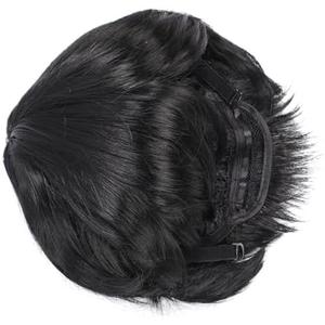Ymiko Men Fashion Short Synthetic Hair Toupee Hairpiece Breathable Students Wig Trendy (Black)