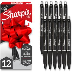 Sharpie SGel Gel Pens, Black Barrel, Medium Point (0.7mm), Black Gel Ink Pens, 12 Count  Home, Office, School, Journaling, Writing, NoteTaking, Teacher Supplies
