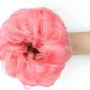 QTHQTFL 2pcs Messy Bun Hair Piece Scrunchie for Women Girls Elastic Rubber Band Curly Wavy Synthetic Hair Bun Extensions (Bright Pink)