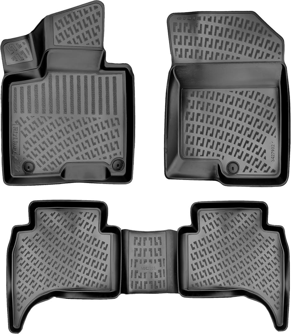RizLiner Hyundai Santa Cruz 2022-2026 Floor Mats 3D Custom Fit Compatible with Hyundai Santa Cruz Rubber Car Mats Laser Measured 1st & 2nd Row Floor Liners All Weather Non-Slip TPE (Front & Rear)