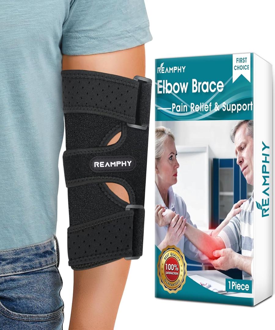 Reamphy Elbow Brace,Comfortable Night Elbow Sleep Support,Elbow Splint, Adjustable Stabilizer Splints, Cubital Tunnel Syndrome,Tendonitis,Ulnar Nerve,Tennis,Fits for Men and Women(Fits Most)