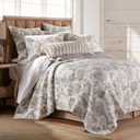 Levtex Home - Ophelia Quilt Set - King Quilt and Two King Shams - Floral - Taupe Grey Cream Blush - Quilt (106x92in.) and Shams (20x36in.) - Reversible - Rayon/Cotton, Quilt - King/Cal King