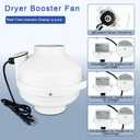 MIDCVFRUN Dryer Vent Booster Fan with Pressure Switch for Automatic Activation, 4" Inline Exhaust Fan 260CFM High Air Volume, Ultra-Quiet Anti-Clog Design Efficiently Reducing Drying Time