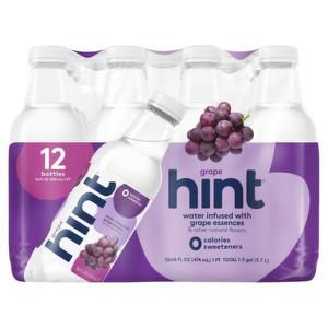 Hint Fruit-Infused Bottled Water, Grape - Sugar Free Flavored Water with Zero Calories, Naturally Flavored, and No Artificial Sweeteners - 16 Fl Oz (Pack of 12)