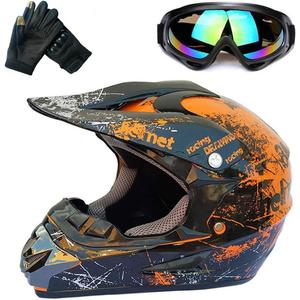 ATV Helmet,Womens ATV Helmet, 4 Wheeler Helmets for Adults,Motocross Helmet Women, Street Riding Dirt Bike Helmets, utv Helmets for Adults DOT Approved(Orange, Large)