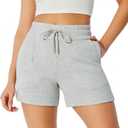 NIMENJOJA Womens High Waisted Sweat Shorts Drawstring Workout Lounge Shorts for Athletic Gym with Pockets (Gray, XS)