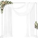 Fomcet 8FT x 8FT Backdrop Stand Heavy Duty with Base, White Portable Adjustable Pipe and Drape Backdrop Stand Kit, Square Metal Arch Party Frame for Wedding Birthday Parties Banquet Decorations