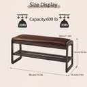 Achicsofar Shoe Rack Bench,2 Tier Solid Wooden Entryway Bench with Shoe Storage, Shoe Rack with Cushion for Living Room, Hallway(Brown, 31.5")
