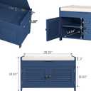 WARMHONIU Shoe Storage Bench with Lift Top Storage, Entryway Bench with Cushioned Seat, Adjustable Shelf, 2 Tier Shoe Rack with Doors for Entryway, Bedroom, Hallway, Mudroom, Blue, 28.4"W
