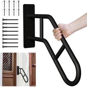 Upgrade Handrails for Outdoor Steps, 28.7 Safety Grab Bars for Stairs, Wall Mount Stainless U-Shaped Steel Handrail, Railings for 1-3 Steps Indoor for Elderly, Kids, Disabled, Pregnant Women (SJ, Black)