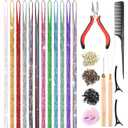 Leuceiy 12 Colors Hair Tinsel Kit, 48 Inch Hair Extensions With Tool, 3600 Strands Sparkling Dazzle Glitter Shiny Fairy Hair Heat Resistant for Girls Women Christmas New Year Festival Party