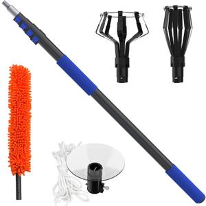 26FT Reach Light Bulb Changer for High Ceilings with Telescopic Extension Pole, Light Bulb Extension Pole Changer with Baskets and Suction Cup for High Ceilings and Recessed Lights