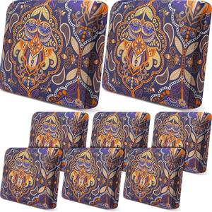 8 Pcs Outdoor Cushion Covers Tropical Patio Couch Covers 25 Inch Stretchable Furniture Cushion Covers, Bohemian Elegant Summer Indoor Sofa Replacement Seat Covers