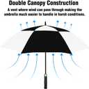 Golf Umbrella Windproof Large 68 Inch Double Canopy for Rain