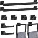 10-Piece Matte Black Bathroom Hardware Set,Towel Bar Set for Bathroom Include 23.6 inch Towel Bar,Towel Ring,Toilet Paper Holder Towel Hooks,Stainless Steel Wall Mounted